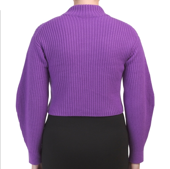NWT Tibi Rib Structured Merino Wool Purple Sweater - Picture 6 of 8